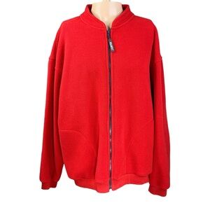 Polartec Fleece Jacket Large Lee Wind Vintage Red Dull Zip